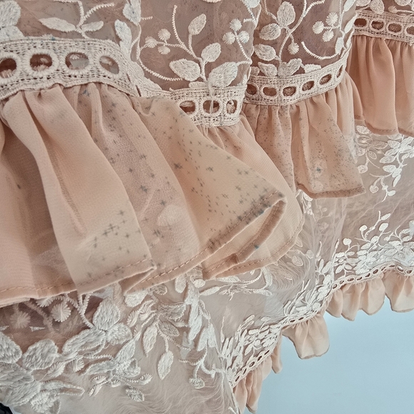 Aqua Womens Blush Embroidered Flounce Maxi Party Night Out Dress Medium - Picture 8 of 13